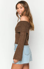 Joey Brown Off Shoulder Sweater Image