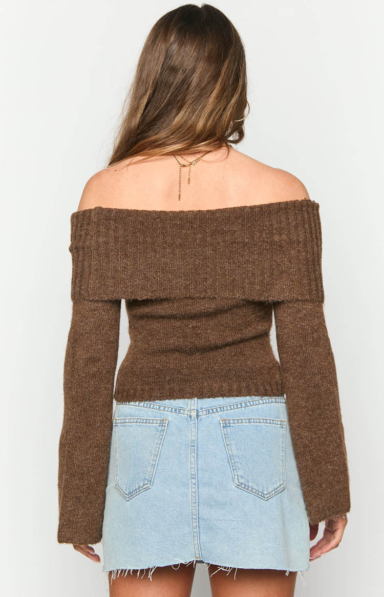 Joey Brown Off Shoulder Sweater Image