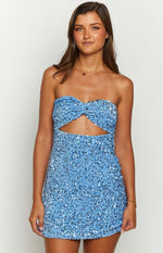 Kendra Blue Sequin Strapless Mini Dress Image