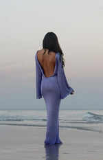 Kendrick Purple Sequin Knit Long Sleeve Maxi Dress Image