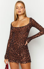 Kitta Leopard Print Long Sleeve Mini Dress Image