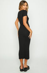 Knox Black Knit Midi Dress Image