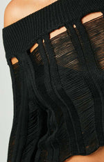 Lennox Black Ladder Knit Top Image