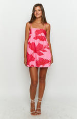 Lotus Love Affair Pink Floral Mini Dress Image