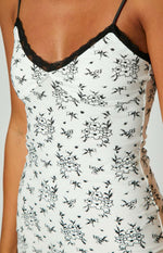 Luciana White Floral Mesh Mini Dress Image