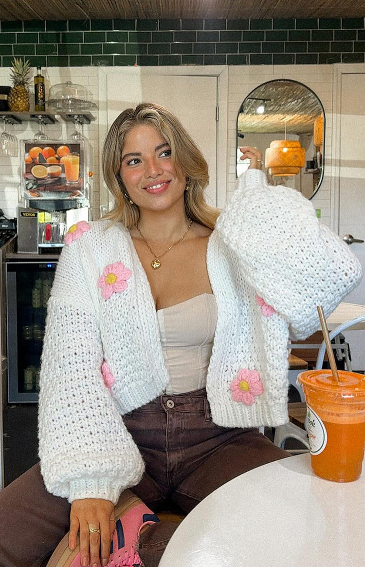 Luella White Flower Knit Cardigan Image