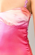 Marbelle Pink Print Satin Mini Dress Image