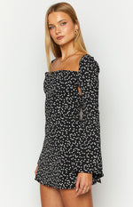 Marienne Black Heart Print Long Sleeve Mini Dress Image