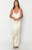 Nahanee Cream Satin Ruffle Maxi Dress