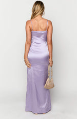 Nahanee Lilac Satin Ruffle Maxi Dress Image