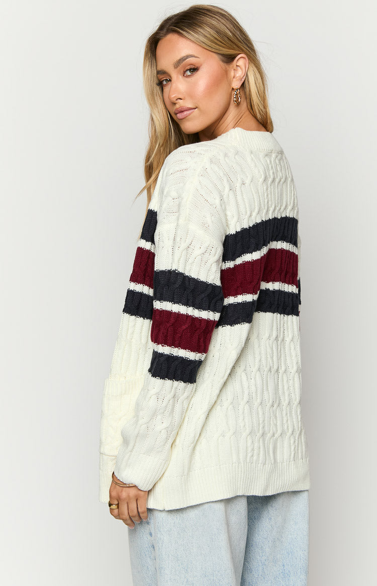 Nikkitta Cream Striped Cardigan Image