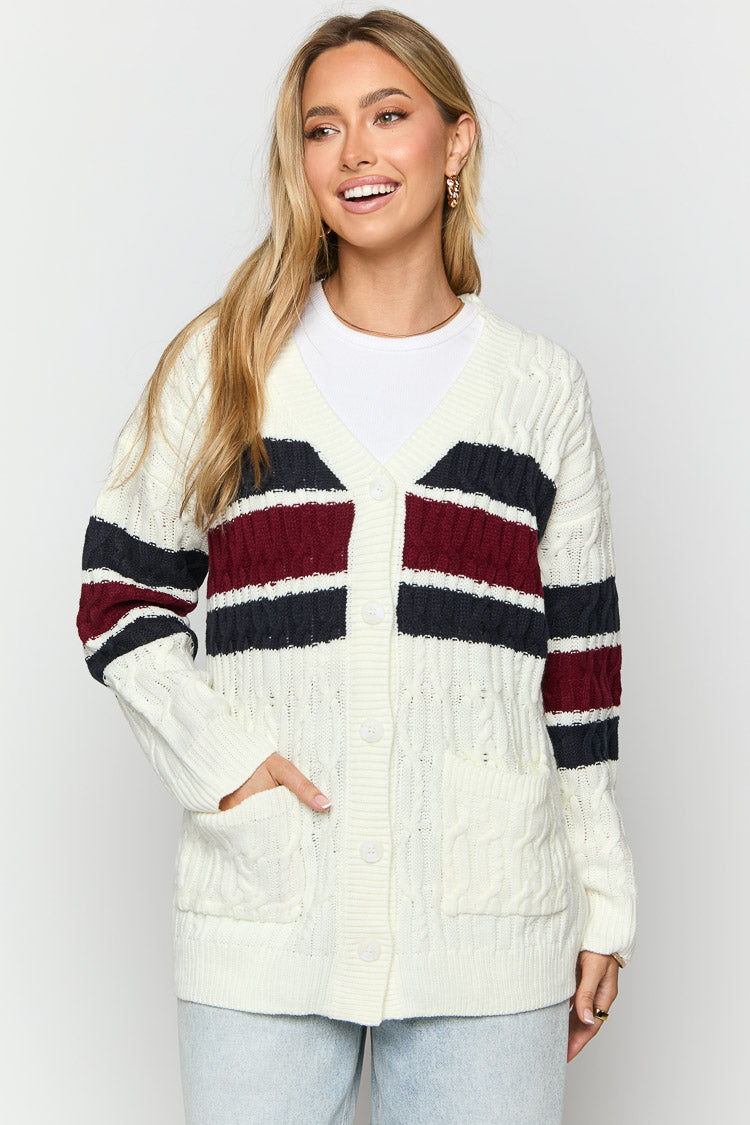 Nikkitta Cream Striped Cardigan Image