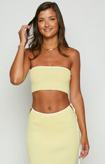 Pia Yellow Contrast Bind Knit Tube Top Image