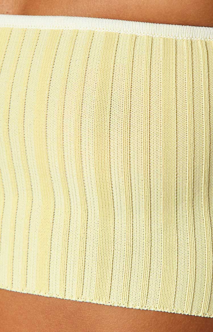 Pia Yellow Contrast Bind Knit Tube Top Image