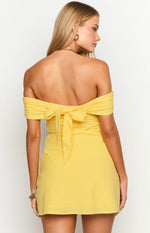 Primrose Yellow Off the Shoulder Mini Dress Image