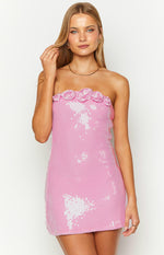 Quinn Pink Sequin Rose Mini Dress Image