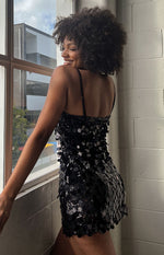 Radiant Black Sparkle Mini Dress Image