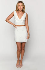 Scotlyn White Embellished Satin Mini Skirt Image