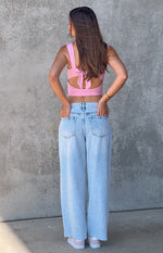 She's Yours Vintage Blue Denim Wide Leg Boyfriend Jeans Image