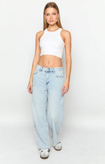 She's Yours Vintage Blue Denim Wide Leg Boyfriend Jeans Image