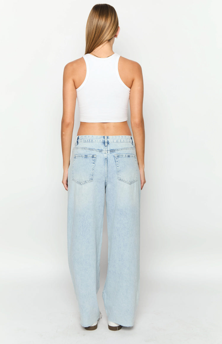 She's Yours Vintage Blue Denim Wide Leg Boyfriend Jeans Image