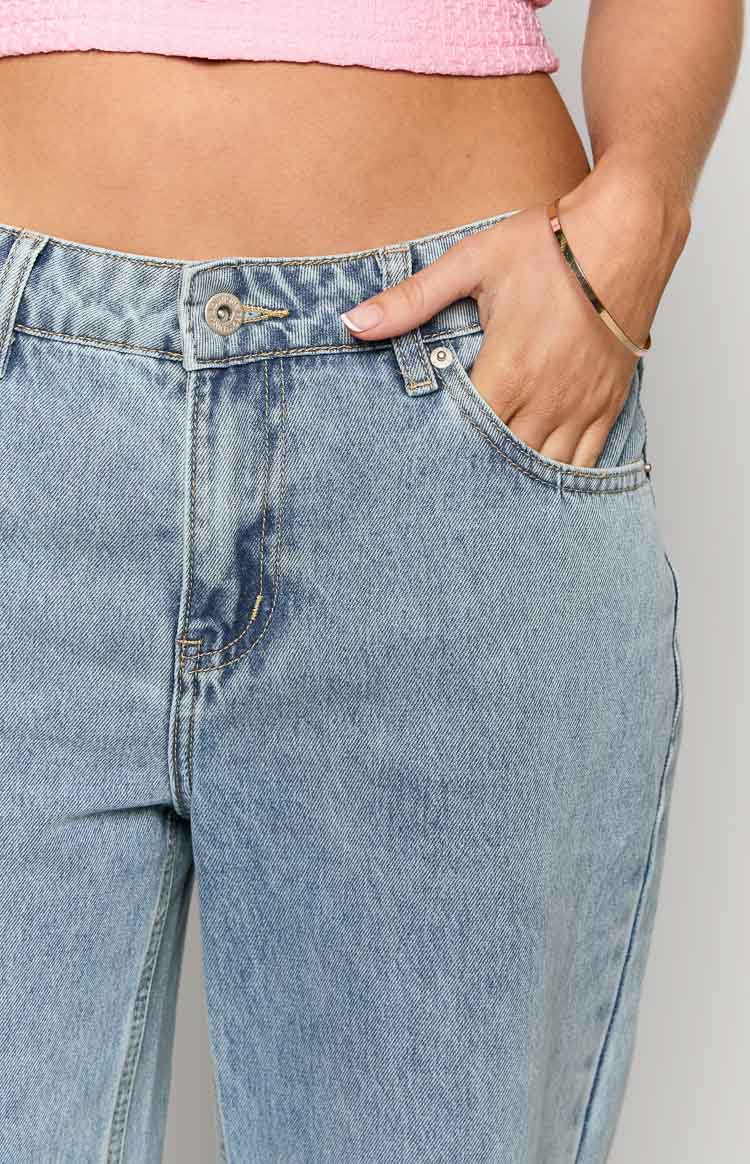 Sonny Mid Wash Low Rise Wide Leg Jeans