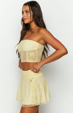 Stay Yellow Strapless Mesh Corset Top Image