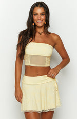 Stay Yellow Strapless Mesh Corset Top Image