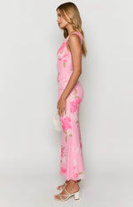 Sunflower Pink Floral Mesh Maxi Dress Image