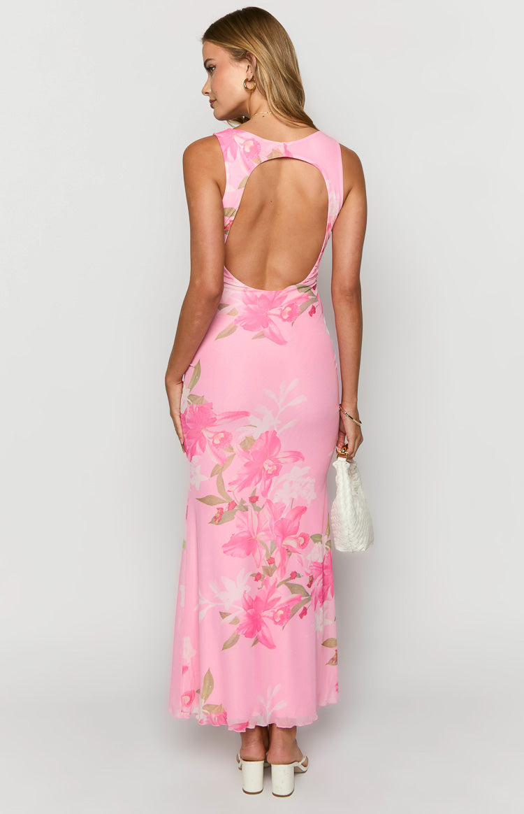 Sunflower Pink Floral Mesh Maxi Dress Image