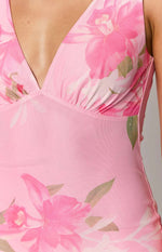 Sunflower Pink Floral Mesh Maxi Dress Image