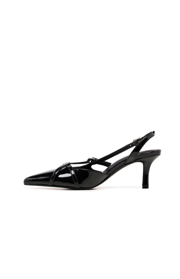 Therapy Juicy Black Patent Slingback Heels Image