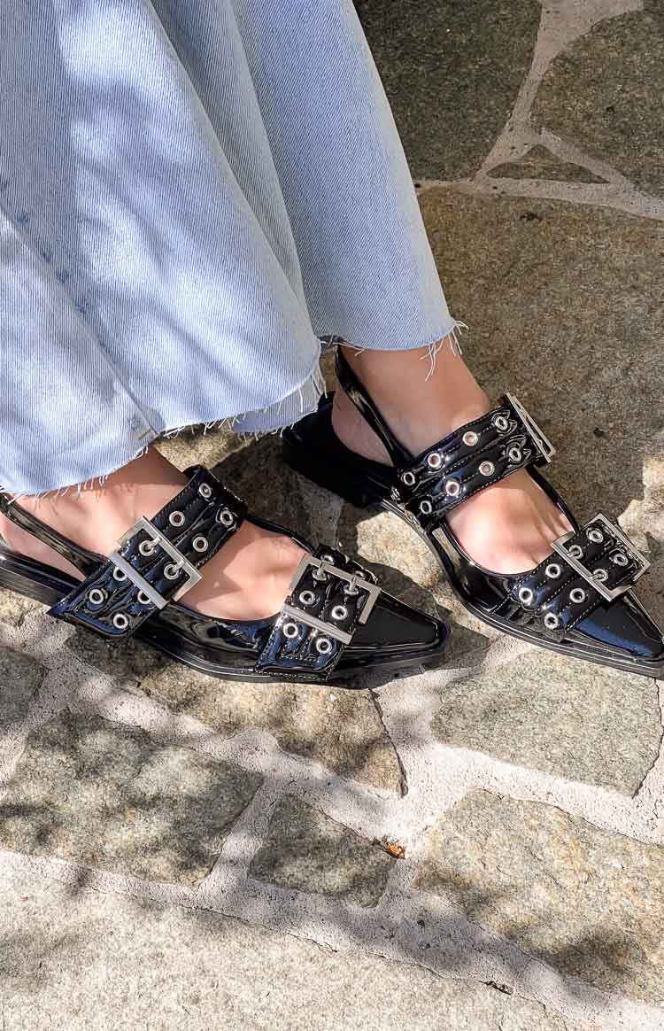 Therapy Matilda Black Patent Pointed Flats Image