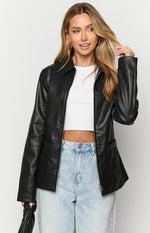 Tiah Black PU Jacket Image