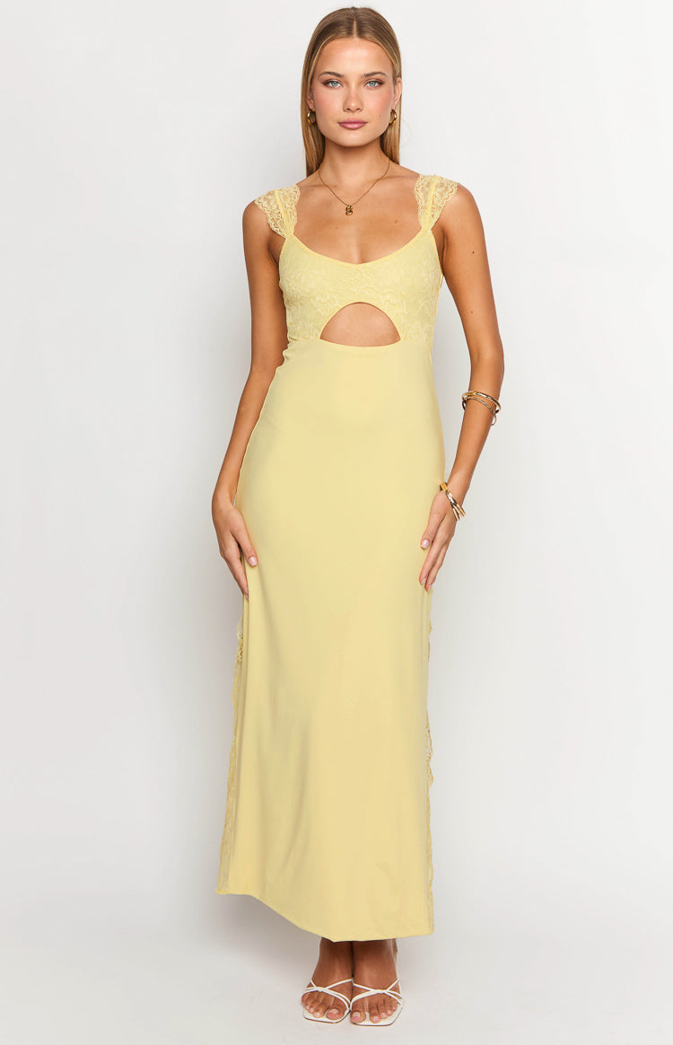 Tiana Yellow Lace Maxi Dress Image