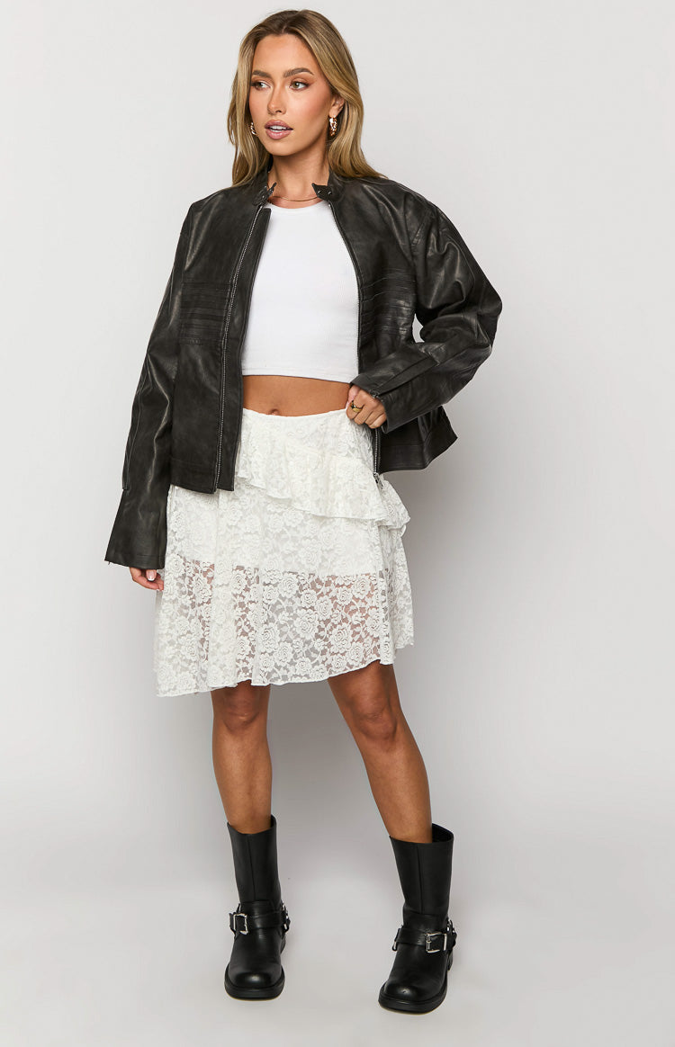 Tuscany White Lace Mini Skirt Image