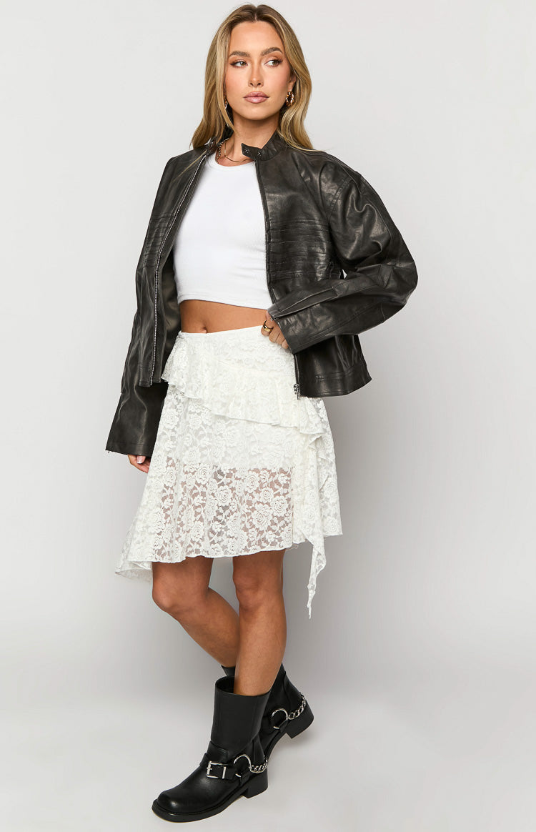 Tuscany White Lace Mini Skirt Image