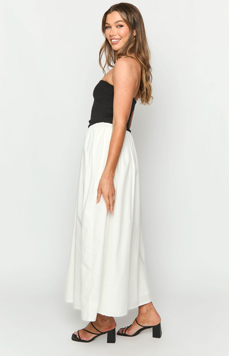 Wakerley Black Contrast Strapless Maxi Dress