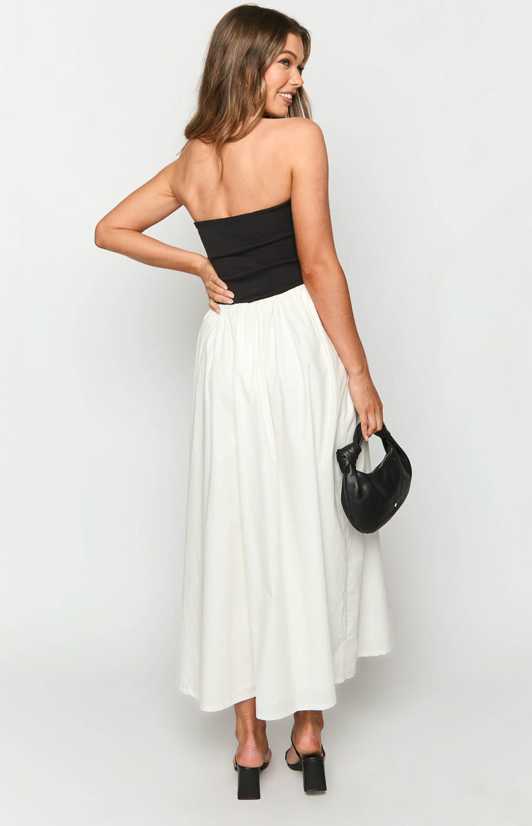 Wakerley Black Contrast Strapless Maxi Dress