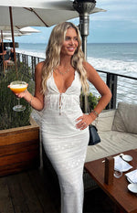 Novalie White Lace Halter Maxi Dress Image