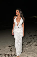 Novalie White Lace Halter Maxi Dress Image