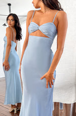 Xander Blue Satin Maxi Dress Image