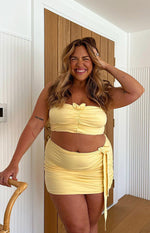 Shar Yellow Butterfly Strapless Top Image