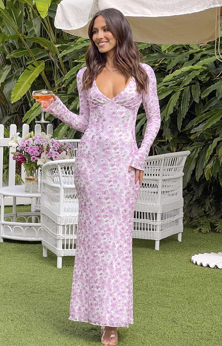 Zach Pink Long Sleeve Maxi Dress Image