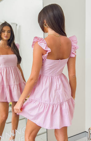 Adair Pink Frill Tiered Mini Dress