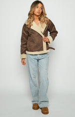 Aviator Brown Sherpa Jacket Image