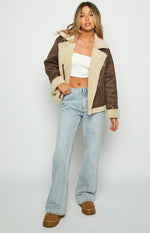 Aviator Brown Sherpa Jacket Image