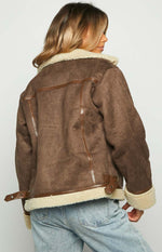 Aviator Brown Sherpa Jacket Image