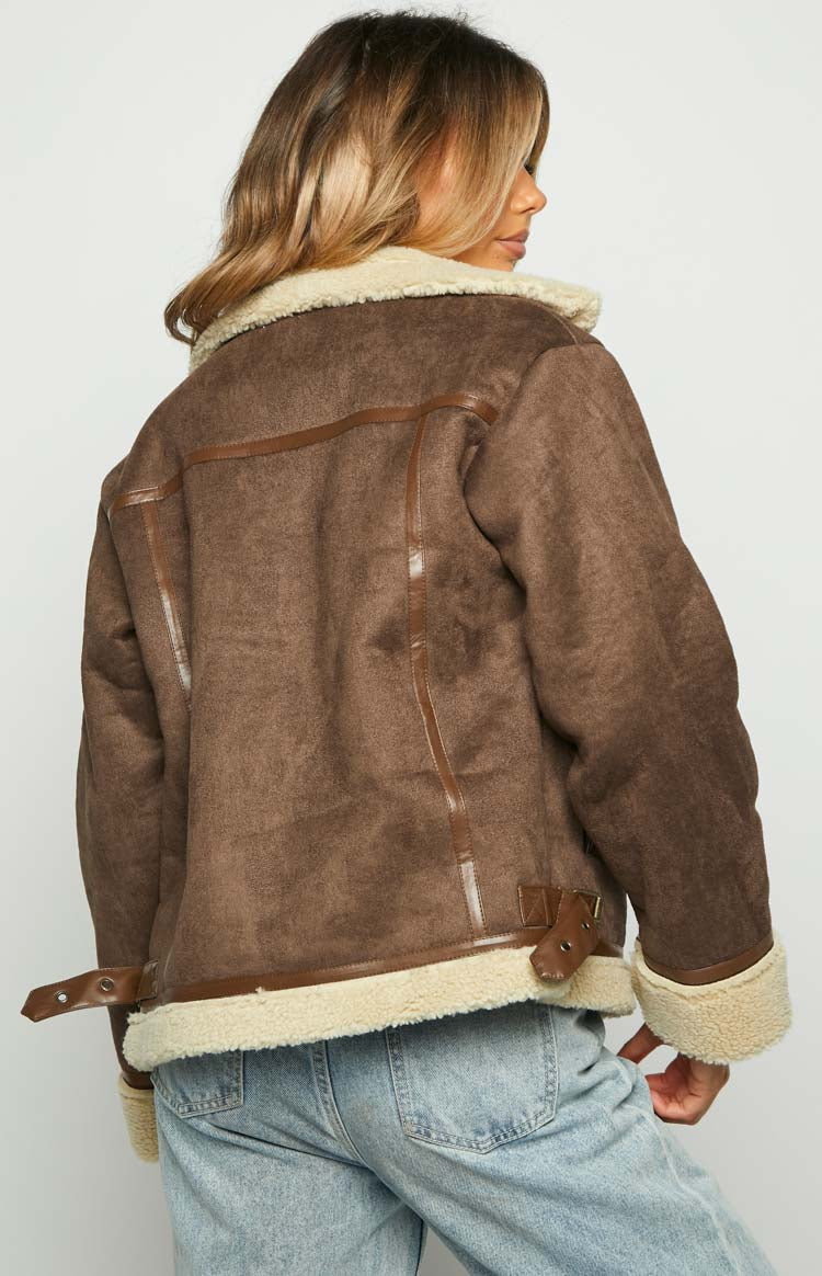 Aviator Brown Sherpa Jacket Image