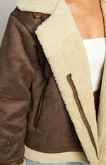 Aviator Brown Sherpa Jacket Image